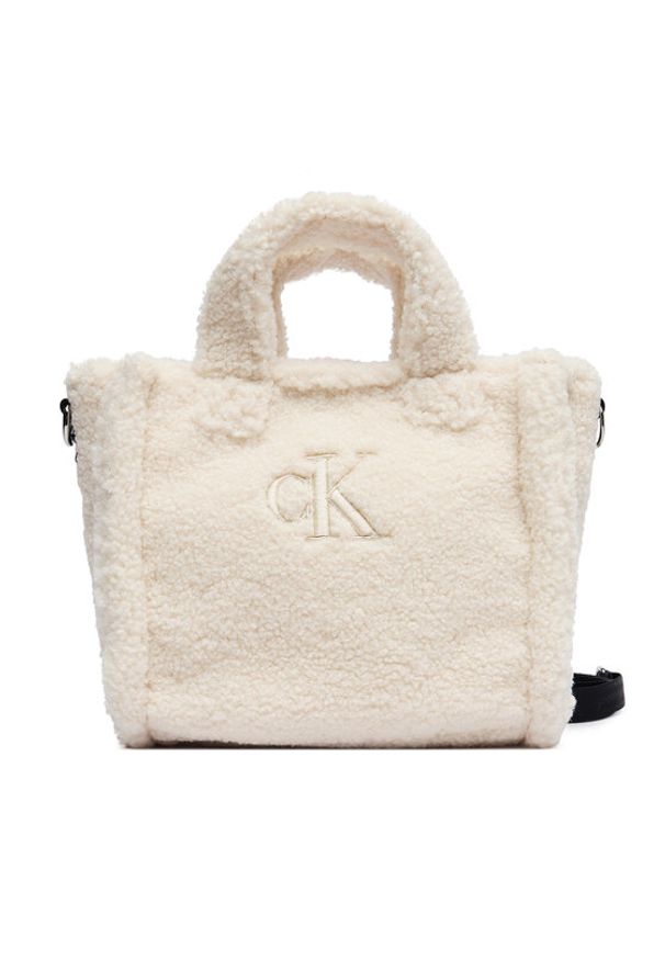 Calvin Klein Jeans Torebka Teddy Tote Bag IU0IU00355 Kremowy. Kolor: kremowy