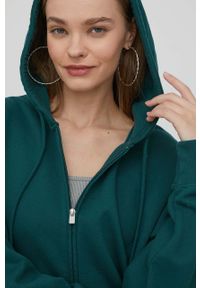 Hollister Co. bluza damska kolor zielony z kapturem gładka. Typ kołnierza: kaptur. Kolor: zielony. Wzór: gładki #2