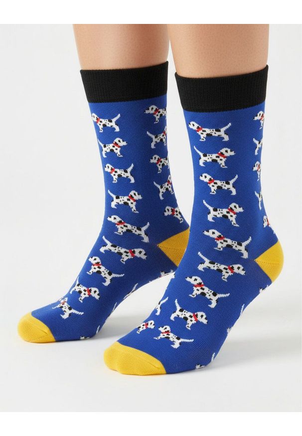 His Story - Skarpetki Bawełniane - Tematyczne - Niebieskie w Dalmatyńczyki. Kolor: niebieski. Materiał: elastan, bawełna, poliamid