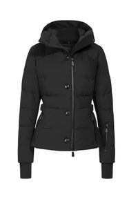 MONCLER - Czarna kurtka pikowana Guyane. Kolor: czarny. Materiał: materiał. Wzór: aplikacja. Styl: elegancki