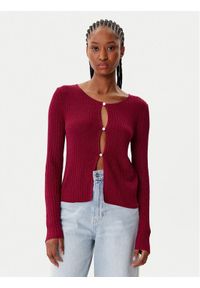 Morgan Kardigan 252-MIZOR Czerwony Slim Fit. Kolor: czerwony. Materiał: wiskoza #1