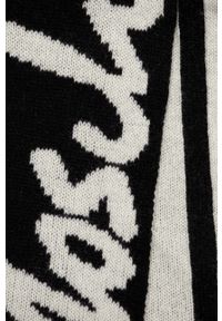 MOSCHINO - Moschino szalik wełniany kolor czarny wzorzysty. Kolor: czarny. Materiał: wełna #2
