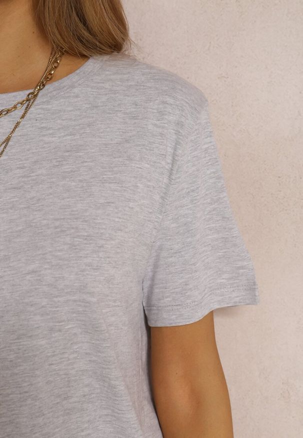 Renee - Jasnoszara T-shirt Errona. Kolor: szary. Materiał: dzianina, jeans. Długość rękawa: krótki rękaw. Długość: krótkie