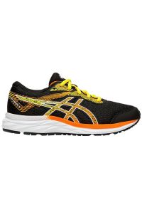 Buty Asics Gel-Excite 6 Gs Jr 1014A079-003 czarne pomarańczowe żółte. Okazja: na co dzień. Zapięcie: sznurówki. Kolor: pomarańczowy, czarny, wielokolorowy, żółty. Materiał: materiał. Szerokość cholewki: normalna #1