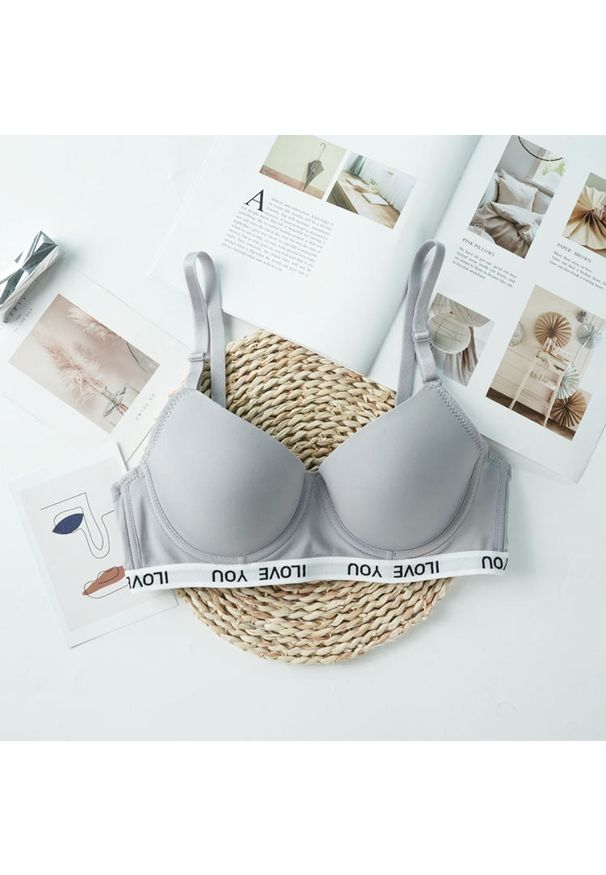 Intica - Biustonosz sportowy push-up do ćwiczeń Daisy. Kolor: szary. Materiał: materiał. Rodzaj stanika: push-up