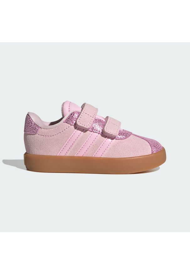 Adidas - Buty dla dzieci VL Court 3.0. Zapięcie: pasek. Kolor: brązowy, różowy, wielokolorowy. Sport: turystyka piesza, tenis