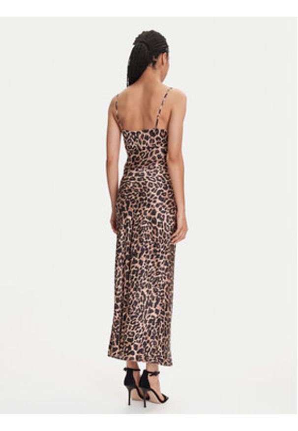 Guess Sukienka wieczorowa W5YK35 WHEZ2 Brązowy Slim Fit. Kolor: brązowy. Materiał: wiskoza. Styl: wizytowy