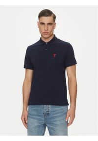 AMI PARIS Polo BFUPL001.760 Granatowy Regular Fit. Typ kołnierza: polo. Kolor: niebieski. Materiał: bawełna