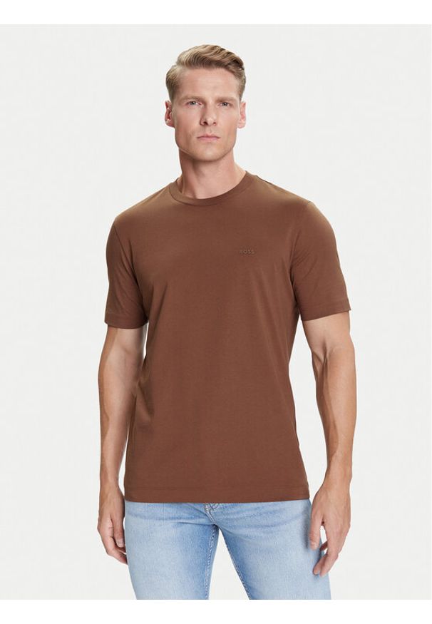 BOSS T-Shirt Thompson 01 50468347 Brązowy Regular Fit. Kolor: brązowy. Materiał: bawełna