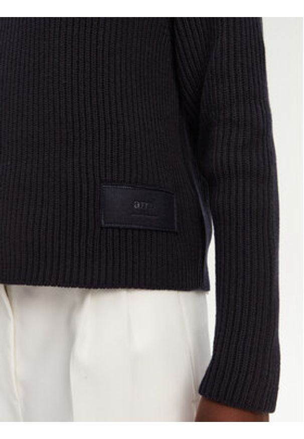 AMI PARIS Sweter FKS024.KN0031 Granatowy Regular Fit. Kolor: niebieski. Materiał: bawełna