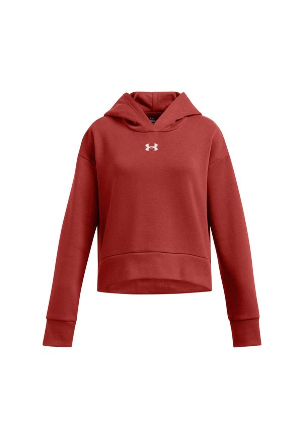 Bluza dresowa dziewczęca Under Armour UA Rival Fleece Crop Hoodie - czerwona. Kolor: czerwony. Materiał: dresówka