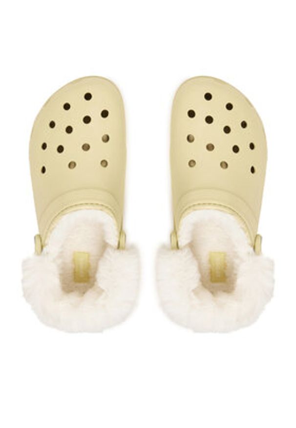 Crocs Klapki Classic Platform Fuzz Lined Clog 212854 Beżowy. Kolor: beżowy. Obcas: na platformie