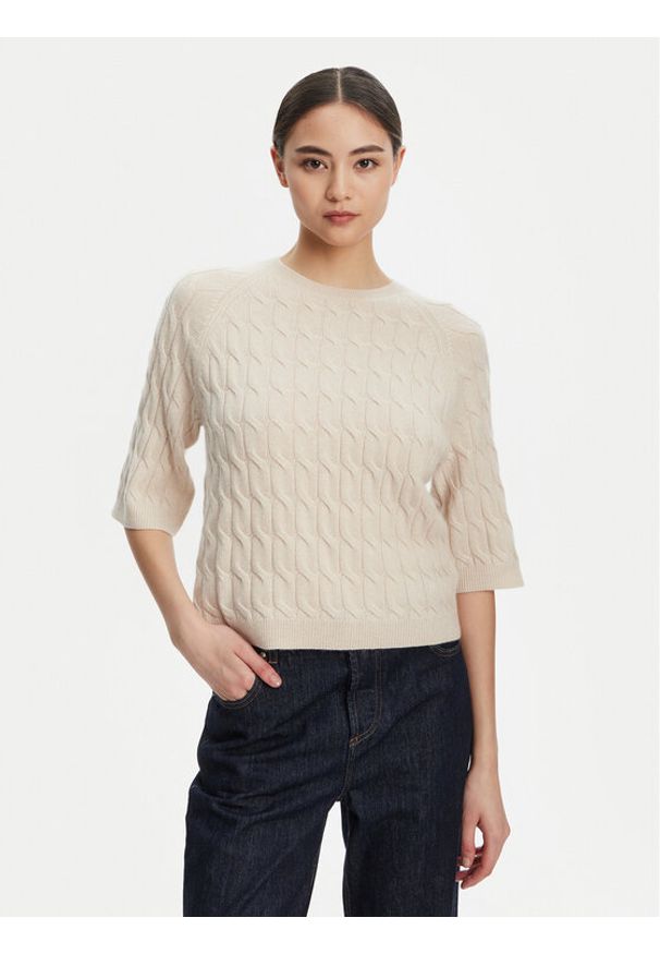 Marella Sweter Franz 2523366084 Beżowy Regular Fit. Kolor: beżowy. Materiał: kaszmir