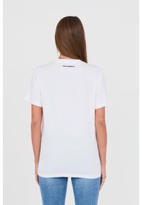 Karl Lagerfeld - KARL LAGERFELD Biały t-shirt Ikonik Varsity Tee. Kolor: biały. Materiał: bawełna
