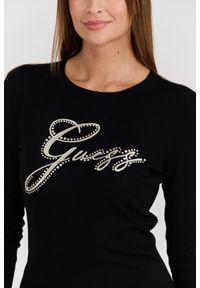 Guess - GUESS Czarny damski sweter Olive z haftowanym logo, Rozmiar M. Kolor: czarny. Materiał: wiskoza, materiał. Długość rękawa: długi rękaw. Długość: długie. Wzór: haft. Styl: klasyczny, elegancki #6