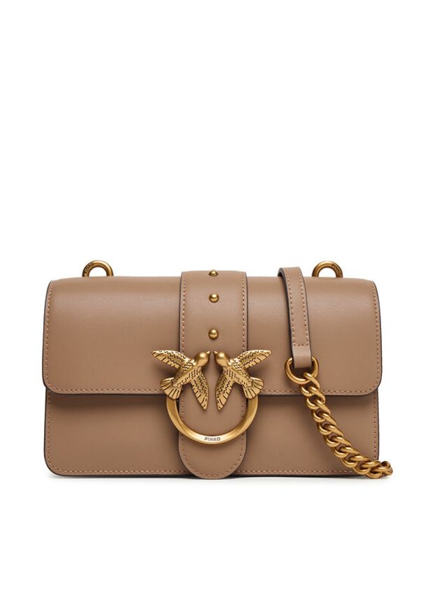 Pinko - PINKO Torebka Love One Mini ST.CL Al 25-26 PLTT 105856 A0F1 Beżowy. Kolor: beżowy. Materiał: skórzane
