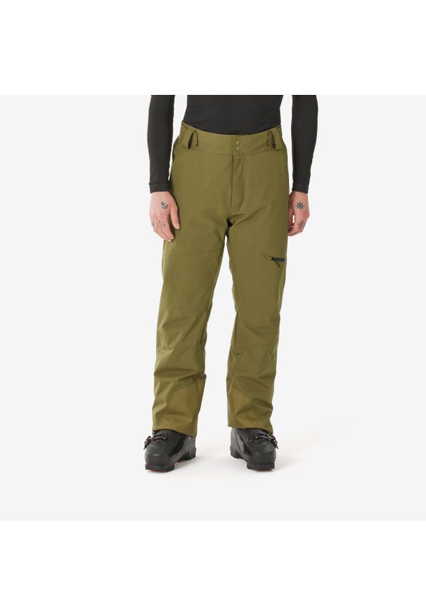 WEDZE - Spodnie narciarskie i snowboardowe męskie Quechua 500. Kolor: wielokolorowy, brązowy, zielony. Materiał: materiał. Długość: długie. Sezon: zima. Sport: narciarstwo, snowboard