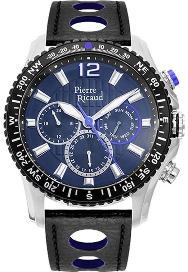 Zegarek Pierre Ricaud Zegarek męski Pierre Ricaud P97222.B2B5QF czarny. Kolor: czarny