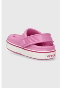 Crocs klapki dziecięce CROCBAND CLEAN CLOG kolor różowy. Nosek buta: okrągły. Kolor: różowy. Materiał: materiał, guma. Wzór: gładki #4