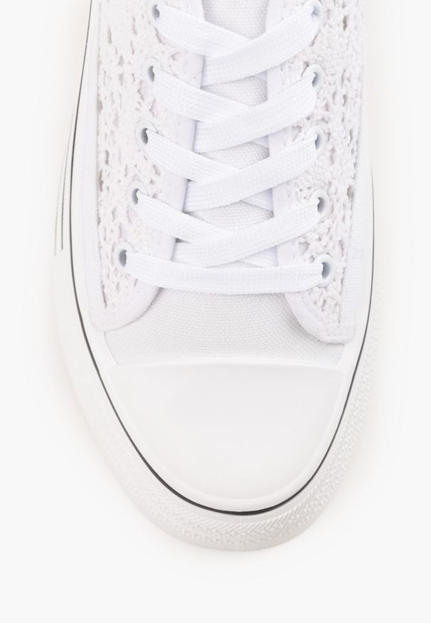 Renee - Białe Ażurowe Trampki na Platformie Felenna. Okazja: na co dzień, na spacer. Kolor: biały. Wzór: ażurowy. Sezon: lato. Obcas: na platformie. Styl: casual