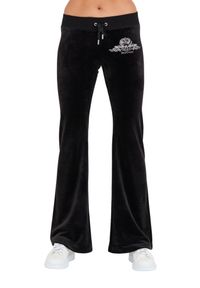 Juicy Couture - JUICY COUTURE Czarne damskie spodnie Arched Metallic Layla, Rozmiar L. Kolor: czarny
