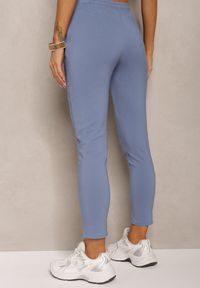 Renee - Niebieskie Spodnie z Gumką w Talii i Wiązaniem Fastar. Okazja: na co dzień. Kolor: niebieski. Styl: casual, elegancki #3