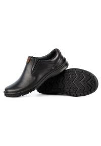 Kampol Buty męskie skórzane wsuwane 12KAM czarne. Zapięcie: bez zapięcia. Kolor: czarny. Materiał: skóra #7