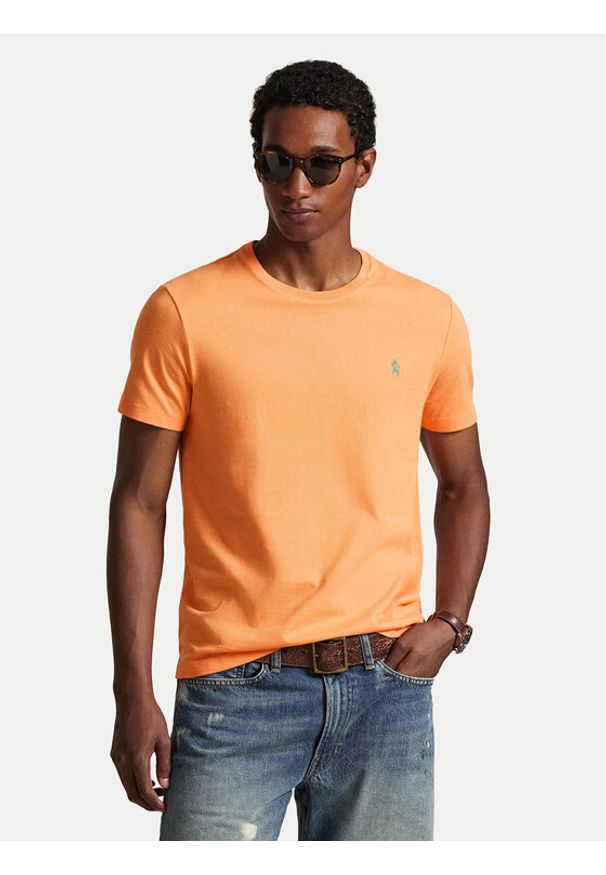 Polo Ralph Lauren T-Shirt 710671438457 Pomarańczowy Custom Slim Fit. Typ kołnierza: polo. Kolor: pomarańczowy. Materiał: bawełna