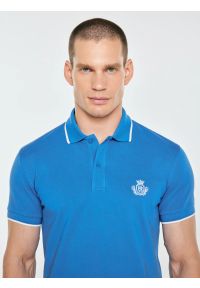 Big-Star - koszulka męska polo niebieska seller 401. Typ kołnierza: polo. Kolor: niebieski. Materiał: bawełna, dzianina. Wzór: aplikacja, haft. Styl: wizytowy #4