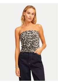 JJXX Top Fiona 12280486 Brązowy Slim Fit. Kolor: brązowy. Materiał: bawełna