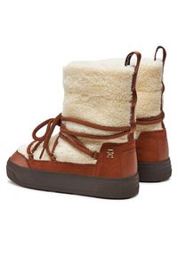 TOMMY HILFIGER - Tommy Hilfiger Śniegowce Lace-Up Faux Shearling Snowboot FW0FW08252 Beżowy. Kolor: beżowy. Materiał: materiał