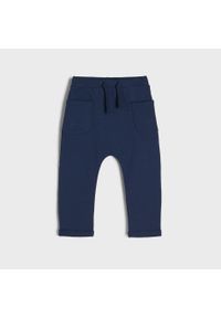 Sinsay - Spodnie dresowe - Granatowy. Kolor: niebieski. Materiał: dresówka #1