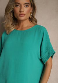 Renee - Zielony Bluzka w Stylu Nietoperza Fadeasia. Kolor: zielony. Materiał: tkanina. Sezon: lato