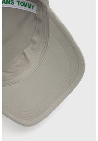 Tommy Jeans czapka kolor szary z aplikacją. Kolor: szary. Materiał: bawełna. Wzór: aplikacja