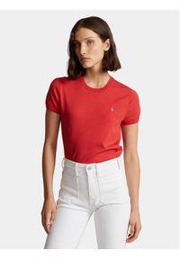 Polo Ralph Lauren Sweter Ss Po 211891673015 Czerwony Relaxed Fit. Typ kołnierza: polo. Kolor: czerwony. Materiał: bawełna
