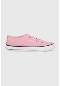 BOSS tenisówki Aiden damskie kolor różowy. Nosek buta: okrągły. Zapięcie: sznurówki. Kolor: różowy. Szerokość cholewki: normalna