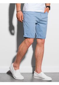 Ombre Clothing - Krótkie spodenki męskie casual W303 - błękitne - XXL. Okazja: na co dzień. Kolor: niebieski. Materiał: bawełna, elastan. Długość: krótkie. Styl: casual #7