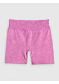 4f - 4F Spodenki treningowe bezszwowe damskie - różowe M/L. Stan: podwyższony. Kolor: różowy. Materiał: skóra, włókno, dzianina. Sport: fitness #1