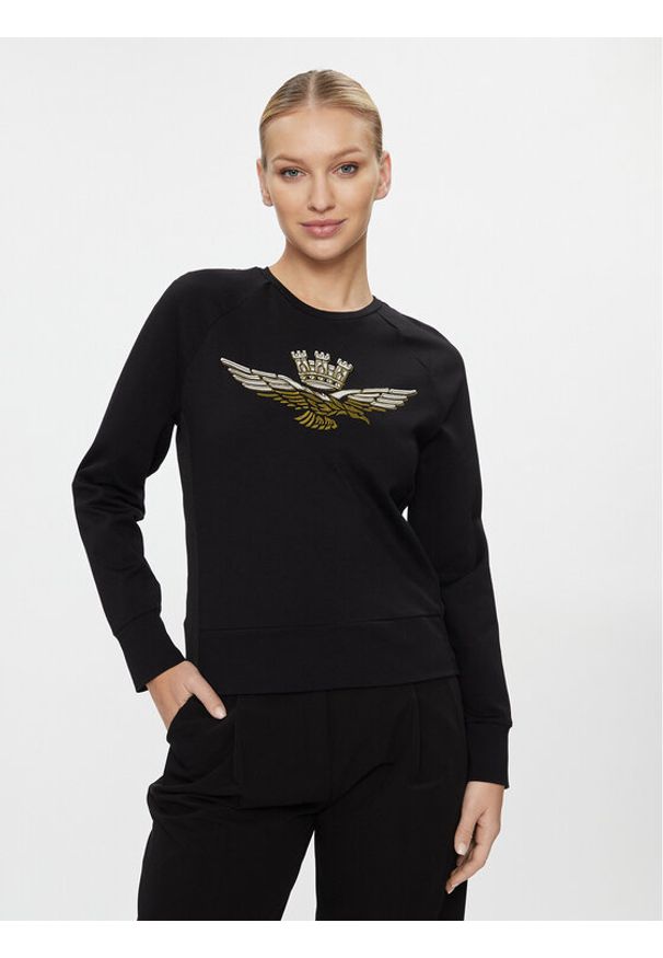 Aeronautica Militare Bluza 232FE1831DF525 Czarny Regular Fit. Kolor: czarny. Materiał: syntetyk