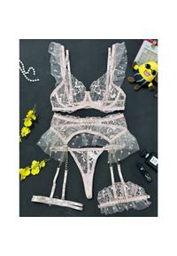 Intica - Komplet bielizny z haftem na specjalne okazje Myrilla. Kolor: różowy. Materiał: materiał. Wzór: haft #1