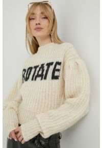 ROTATE - Rotate sweter damski kolor beżowy ciepły. Kolor: beżowy. Materiał: dzianina. Długość rękawa: długi rękaw. Długość: długie #1