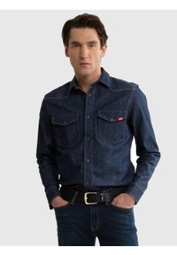 Big-Star - Koszula męska jeansowa granatowa Chuck 760. Kolor: niebieski. Materiał: jeans. Długość rękawa: długi rękaw. Długość: długie. Styl: klasyczny #2