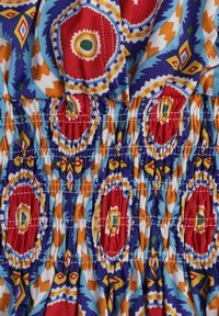 Born2be - Niebiesko-Czerwona Rozkloszowana Sukienka Maxi z Gumką w Pasie Branna. Kolor: niebieski. Długość: maxi #6