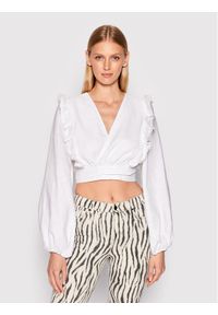 Guess Bluzka W2YH76 WESS0 Biały Regular Fit. Kolor: biały. Materiał: len #1