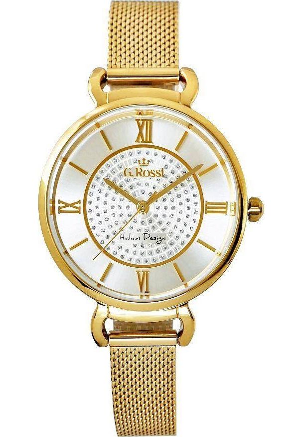 Zegarek G.Rossi Zegarek Damski Złoty Srebrna tarcza G.Rossi 12546B-3D1. Kolor: srebrny, złoty, wielokolorowy