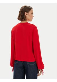 TOMMY HILFIGER - Tommy Hilfiger Bluzka WW0WW41835 Czerwony Regular Fit. Kolor: czerwony. Materiał: wiskoza #3