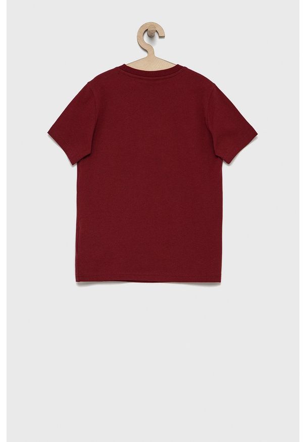 Champion T-shirt bawełniany dziecięcy kolor bordowy gładki. Okazja: na co dzień. Kolor: czerwony. Materiał: bawełna. Wzór: gładki. Styl: casual