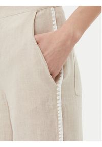 ICONA Spodnie materiałowe RP5LE005 Beżowy Relaxed Fit. Kolor: beżowy. Materiał: len