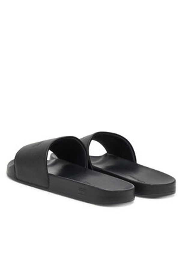 TOMMY HILFIGER - Tommy Hilfiger Klapki Hilfiger Print Tumble Pool Slide FM0FM05505 Czarny. Kolor: czarny. Materiał: skóra. Wzór: nadruk