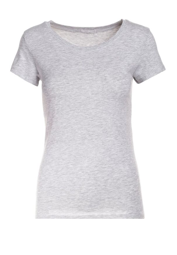 Born2be - Jasnoszary T-shirt Gathanthei. Okazja: na co dzień, do domu. Kolor: szary. Materiał: dresówka, bawełna, dzianina, jeans. Długość rękawa: krótki rękaw. Długość: krótkie. Wzór: gładki. Styl: sportowy, klasyczny, casual